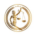 Lady Justice Themis Golden Emblem Royalty Free Stock Photo