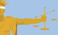 Lady justice turning a blind eye, no justice in the world vector illustration Royalty Free Stock Photo