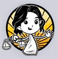 Lady Justice With Yellow Circle Color Illustration Royalty Free Stock Photo