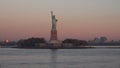 Lady Liberty statue on island full in New York Hudson River