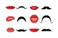 Lady lips and gentleman mustaches Royalty Free Stock Photo