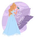 Princess kissing frog, fairy tale illustration Royalty Free Stock Photo