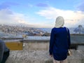 A lady looks at Marmara Lake on the European side of Istanbul