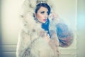 Lady in luxurious fur coat Royalty Free Stock Photo