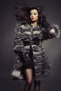Lady in luxurious fur coat Royalty Free Stock Photo