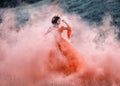 Lady in a luxury lush red dress