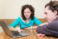 Lady and man have informal business meeting