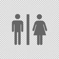 Lady and man toilet sign vector icon eps 10. Restroom symbol. Simple isolated illustration on transparent background Royalty Free Stock Photo