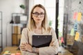 Lady marketer posing with crossed arms at business center Royalty Free Stock Photo