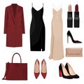 Lady marsala fashion set of autumn, spring season outfit