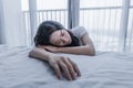 Depressed teenage girl sitting alone Royalty Free Stock Photo