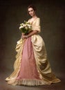 Lady in medieval yellow dress Royalty Free Stock Photo