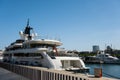 Lady Moura is a private luxury yacht in the port of Barcelona Royalty Free Stock Photo