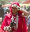 Lady with ornaments.