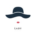 Lady with painted lips in a beautiful hat.