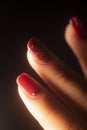 Red nail varnish nails Royalty Free Stock Photo