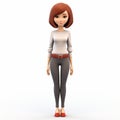 Distinctive Character Design: 3d Girl With Red Hair And Stylish Pants