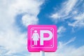 Lady parking metal sign on blue sky background.clipping path. co Royalty Free Stock Photo