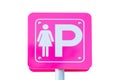 Lady parking metal sign on white background.clipping path Royalty Free Stock Photo