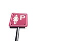 Lady parking sign isolated on white background, pink ladies parking sign with copy space. Royalty Free Stock Photo