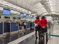 12/10/2020 passengers with face mask check in Cathay Pacific counter in Hong Kong International airport during Covid-19