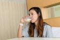 Lady patient drink a glass of milk