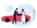Lady with Personal Driver Flat Vector Illustration Royalty Free Stock Photo
