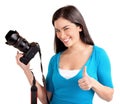 Lady Photographer had a Successful Photo Shoot Royalty Free Stock Photo