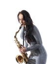 Lady Playing the Sax Royalty Free Stock Photo