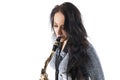 Lady Playing the Sax Royalty Free Stock Photo