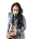 Lady Playing the Sax Royalty Free Stock Photo