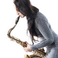 Lady Playing the Sax Royalty Free Stock Photo