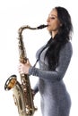 Lady Playing the Sax Royalty Free Stock Photo