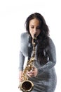 Lady Playing the Sax Royalty Free Stock Photo