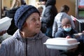 Lady at Przemysl train station near the Ukraine border with Poland