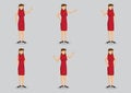 Lady In Red Cheongsam Vector Character Illustration