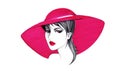 Lady in a red hat. Figure ballpoint pen and red marker Royalty Free Stock Photo