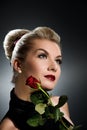 Lady with red rose Royalty Free Stock Photo