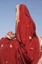 Lady In Red Sari