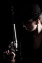 Lady with a revolver Royalty Free Stock Photo