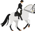 Lady riding horse vector icon isolated on white
