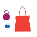 Lady`s bags with handles. Ladies accessory items.