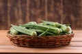 Lady\'s finger or Okra in basket Royalty Free Stock Photo