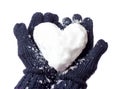 Lady's glove and snow heart Royalty Free Stock Photo
