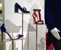 Lady`s shoes on display at Saks Fifth Avenue store in Toronto