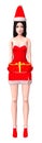 Lady in santy uniform and red gift