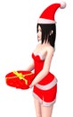 Lady in santy uniform and red gift