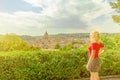 lady at Schaffhausen cityscape