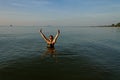 Lady in sea water Royalty Free Stock Photo