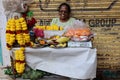 Lady Selling Bright Yellow Garlands, Panaji, Goa, India